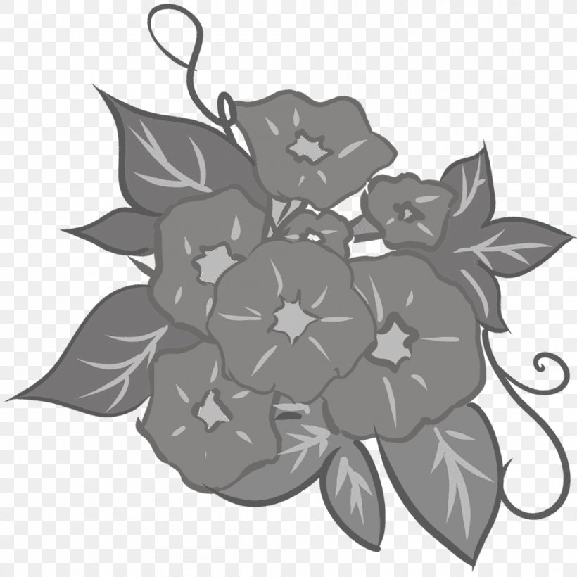 Illustration Japanese Morning Glory Floral Design Petal, PNG, 1000x1000px, Japanese Morning Glory, Black And White, Brush, Flora, Floral Design Download Free