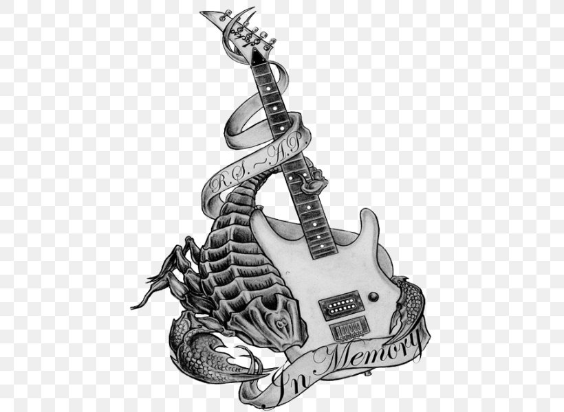 Tattoo Scorpion Guitar Art, PNG, 455x600px, Tattoo, Art, Bass Guitar, Black And White, Flash Download Free