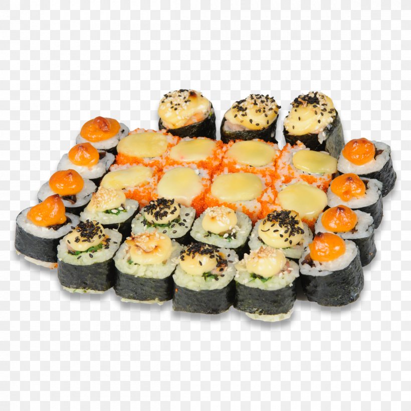 Sushi California Roll Japanese Cuisine Makizushi Gimbap, PNG, 1200x1200px, Sushi, Appetizer, Asian Food, California Roll, Comfort Food Download Free