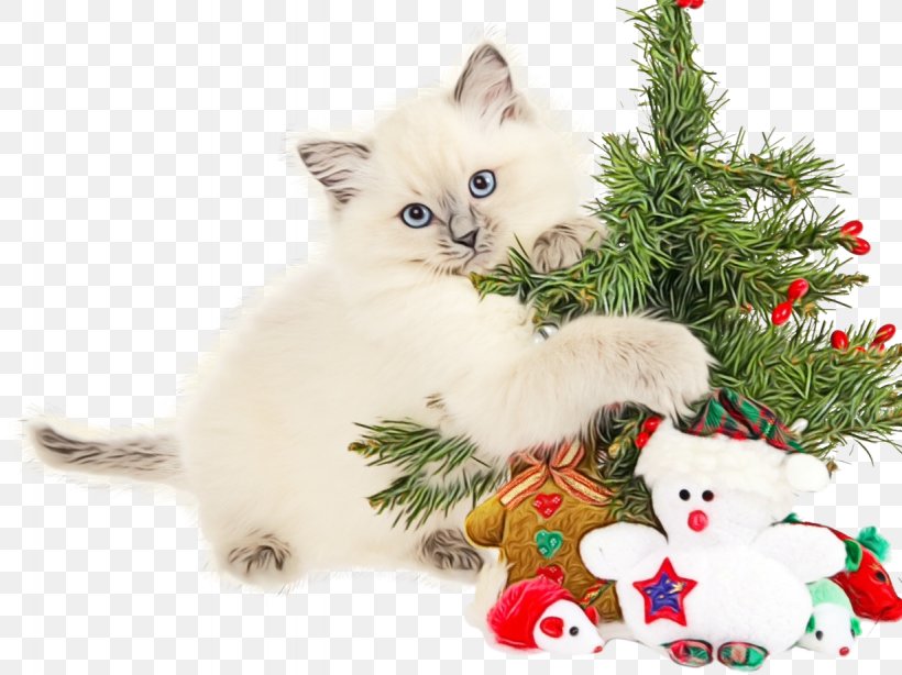 Christmas Tree, PNG, 1229x921px, Watercolor, Cat, Christmas, Christmas Decoration, Christmas Ornament Download Free