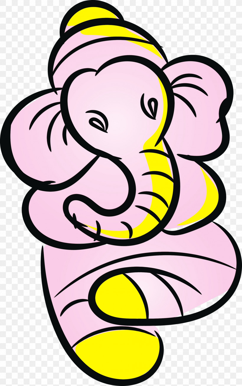 Flower Cartoon Yellow Area Line, PNG, 1884x3000px, Ganesh Chaturthi, Area, Cartoon, Chavathi, Chouthi Download Free