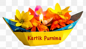Kartik Purnima - Kartik Purnima Candle Boat With Flowers PNG