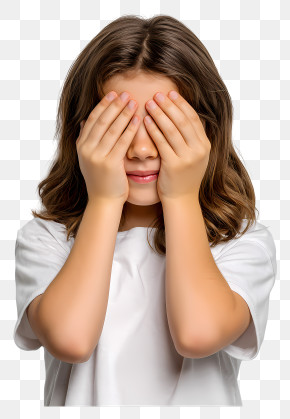 Little Girl Playing Peekaboo PNG