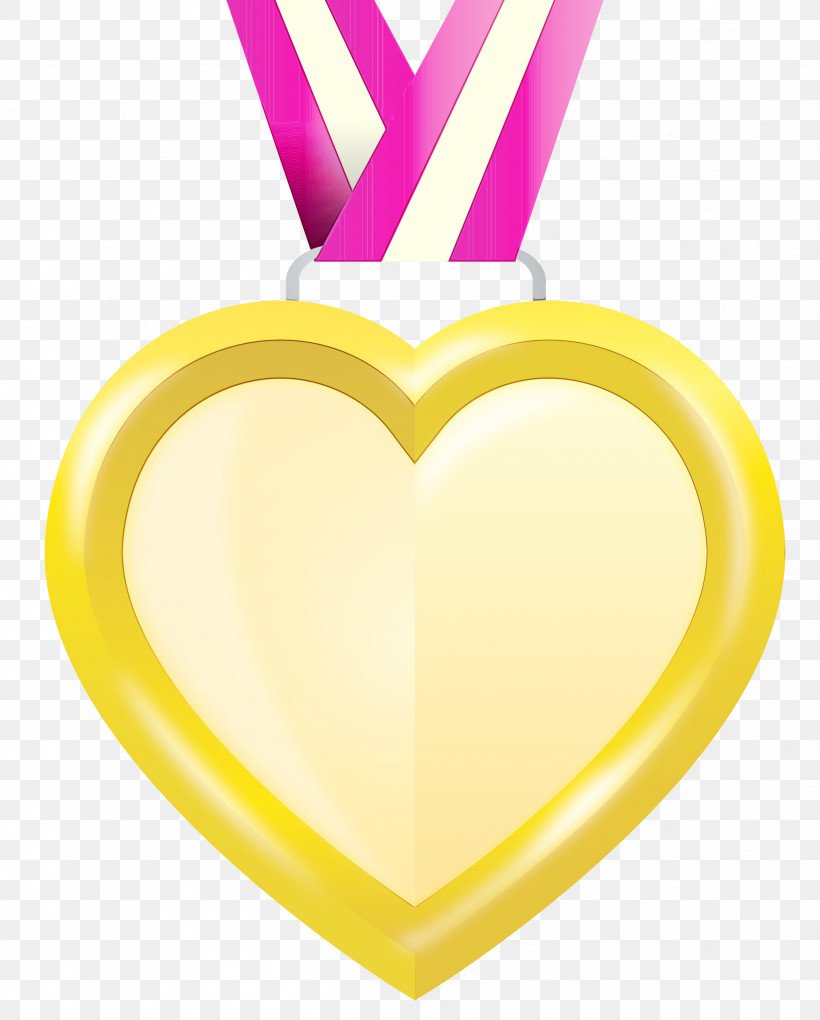 Yellow Font Jewellery M-095, PNG, 2409x2999px, Heart Gold Medal Badge, Jewellery, M095, Paint, Watercolor Download Free