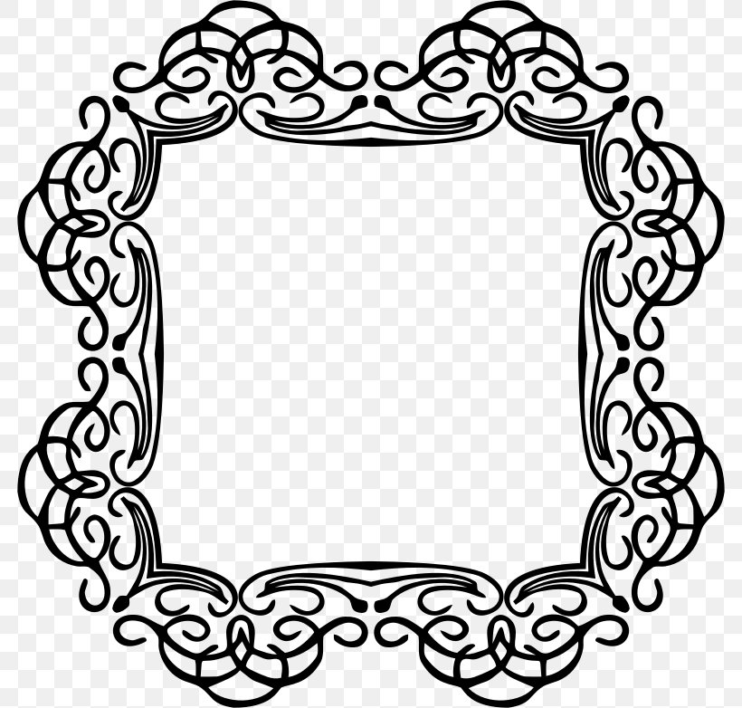 Picture Frames Drawing Ornament Clip Art, PNG, 782x782px, Picture Frames, Art, Black And White, Decorative Arts, Drawing Download Free