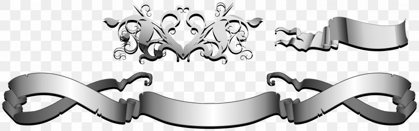 Silver Ribbon Banner Vector, PNG, 4932x1550px, Ribbon, Auto Part, Banner, Black And White, Body Jewelry Download Free