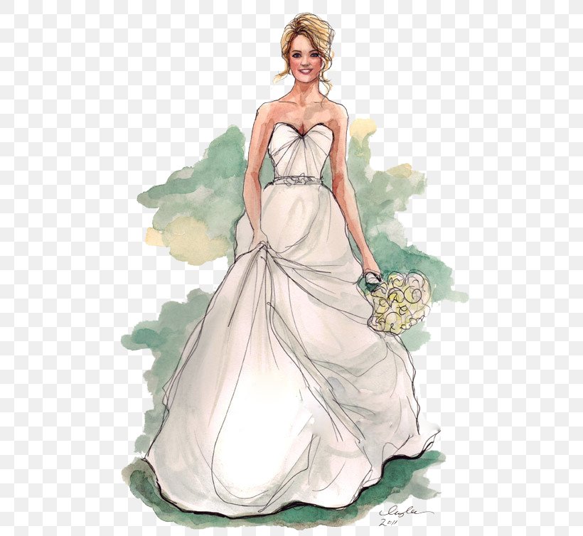 Drawing Bride Wedding Illustrator Illustration, PNG, 516x754px, Watercolor, Cartoon, Flower, Frame, Heart Download Free