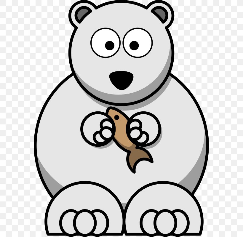 Polar Bear Cartoon Clip Art, PNG, 591x800px, Polar Bear, Art, Artwork, Bear, Black And White Download Free