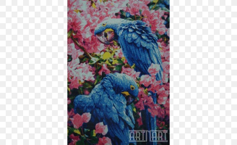 Parrot Cross-stitch Embroidery Painting Craft, PNG, 500x500px, Parrot, Art, Beak, Bird, Craft Download Free