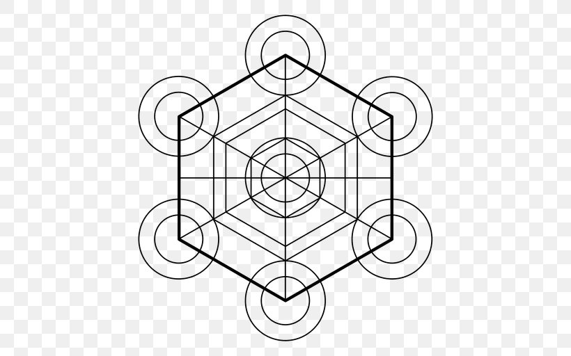 Sacred Geometry Cube Metatron Mandala, PNG, 512x512px, Sacred Geometry, Area, Artwork, Black And White, Color Download Free