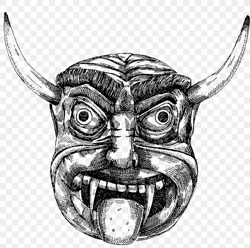 Mask Demon Visual Arts Sketch, PNG, 1200x1192px, Mask, Art, Black And White, Demon, Drawing Download Free