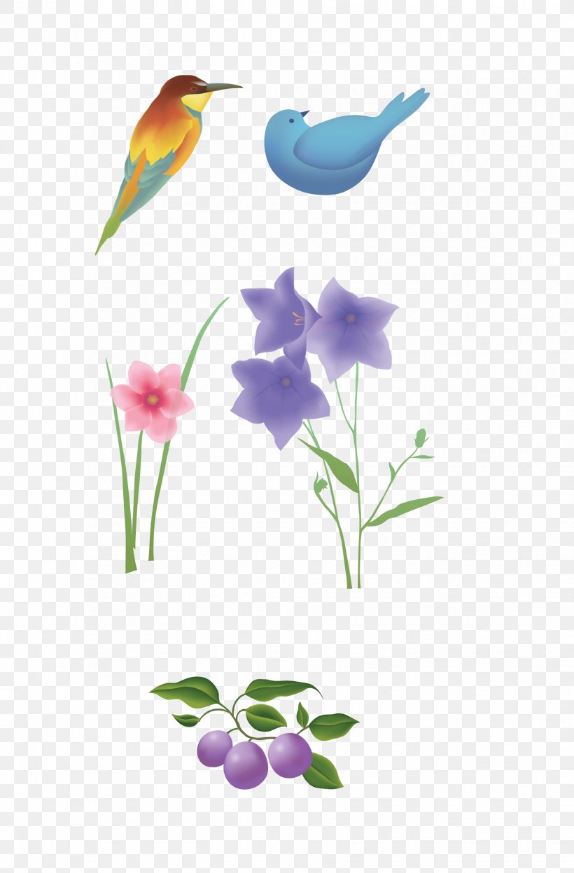 Euclidean Vector Computer File, PNG, 1733x2636px, Flower, Beak, Bird, Branch, Chinese Painting Download Free