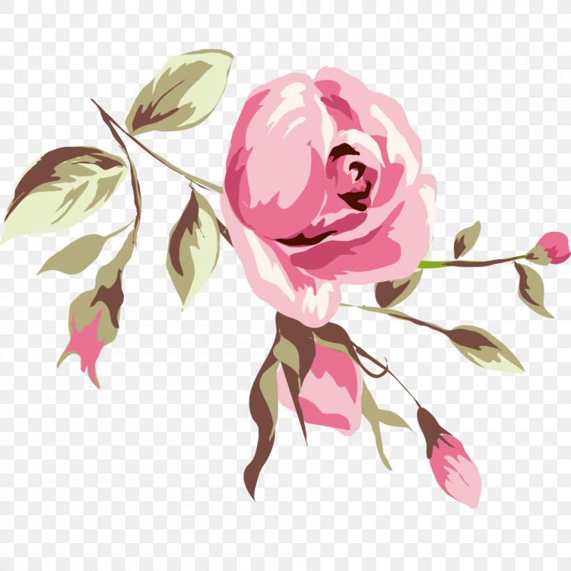 Clip Art Flower Rose Watercolor Painting, PNG, 1000x1000px, Flower, Art, Botany, Branch, Bud Download Free