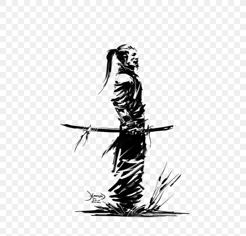 Samurai Drawing Art Warrior Katana, PNG, 524x787px, Samurai, Art, Black, Black And White, Cold Weapon Download Free