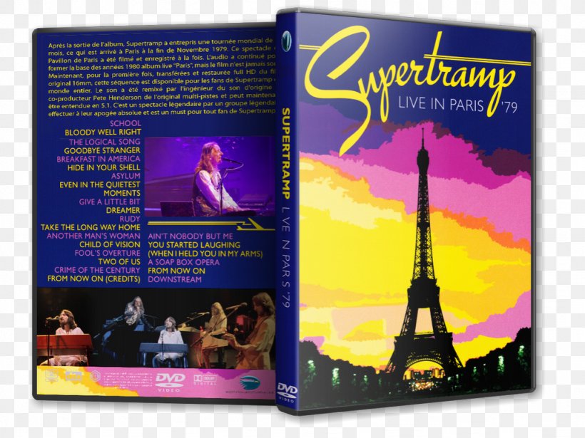 Blu-ray Disc Live In Paris ’79 Supertramp Breakfast In America, PNG, 1024x768px, Bluray Disc, Advertising, Album, Book, Brochure Download Free