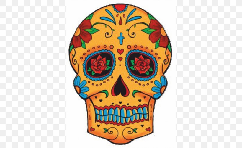 La Calavera Catrina Day Of The Dead Skull Mexican Cuisine, PNG, 500x500px, Calavera, Art, Bone, Color, Day Of The Dead Download Free