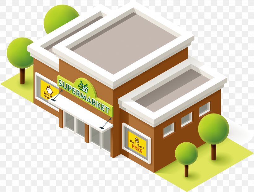 Supermarket Grocery Store Building Illustration, PNG, 2043x1543px, Supermarket, Building, Drawing, Grocery Store, Isometric Projection Download Free