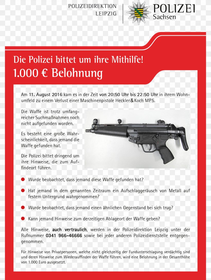 Leipzig Submachine Gun Weapon Heckler & Koch MP5 Police, PNG, 2480x3289px, 1 Fc Lokomotive Leipzig, Leipzig, Baton, Brand, Firearm Download Free