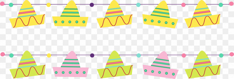 Party Hat, PNG, 3000x1017px, Mexican Bunting, Cone, Hat, Meter, Paint Download Free