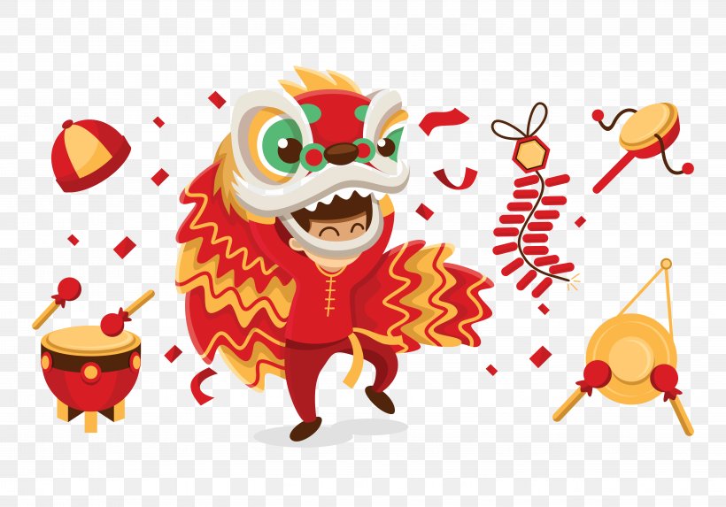 Lion Dance Dragon Dance Chinese New Year, PNG, 5833x4083px, Lion, Art, Cartoon, Chinese Dragon, Chinese Guardian Lions Download Free