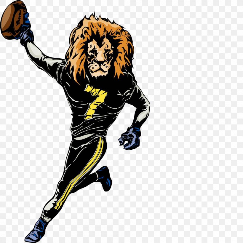 Lion Mascot Rugby Football Clip Art, PNG, 1000x1000px, Lion, American Football, Ball, Big Cats, Carnivoran Download Free