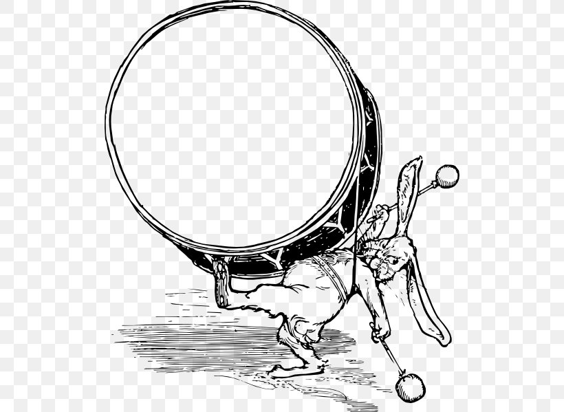 Drums Rabbit Clip Art, PNG, 516x599px, Drum, Art, Artwork, Black And White, Cartoon Download Free