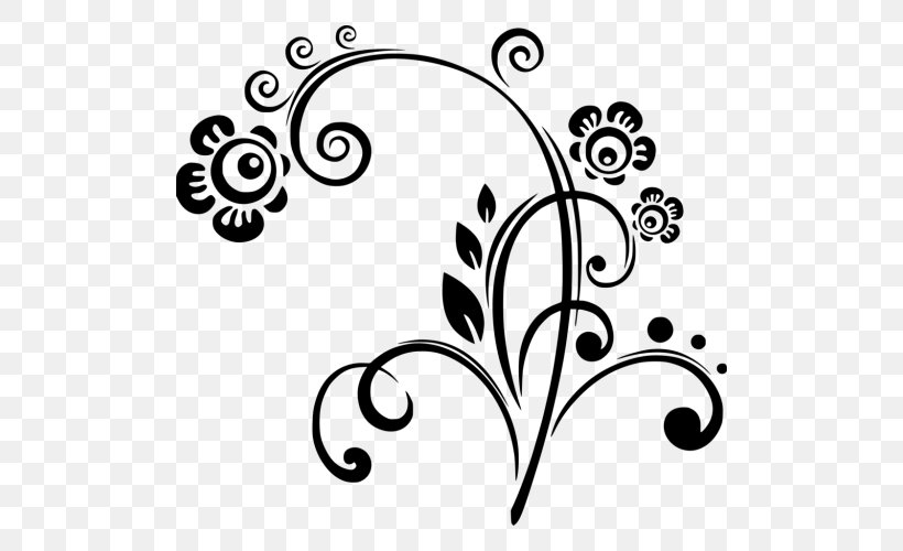 Wall Decal Floral Design Drawing Flower, PNG, 500x500px, Wall Decal, Artwork, Black And White, Body Jewelry, Branch Download Free