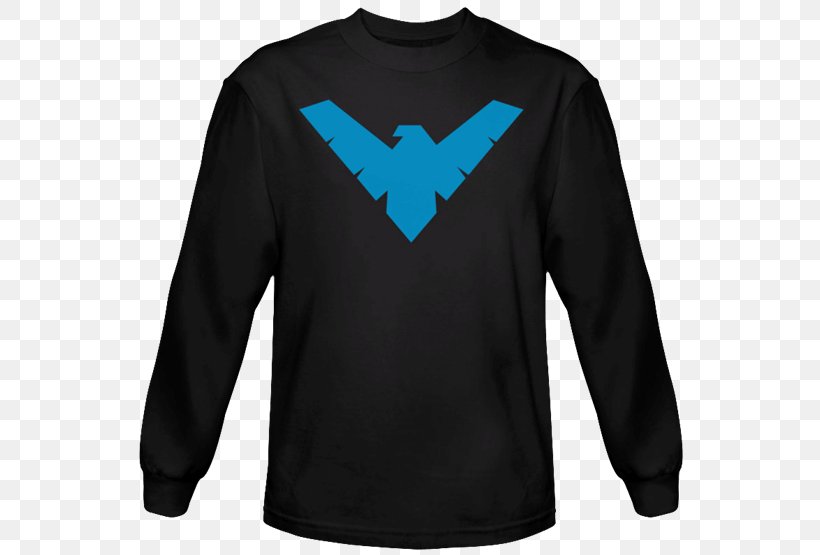 Long-sleeved T-shirt Nightwing Hoodie, PNG, 555x555px, Tshirt, Active Shirt, Batman, Blue, Brand Download Free