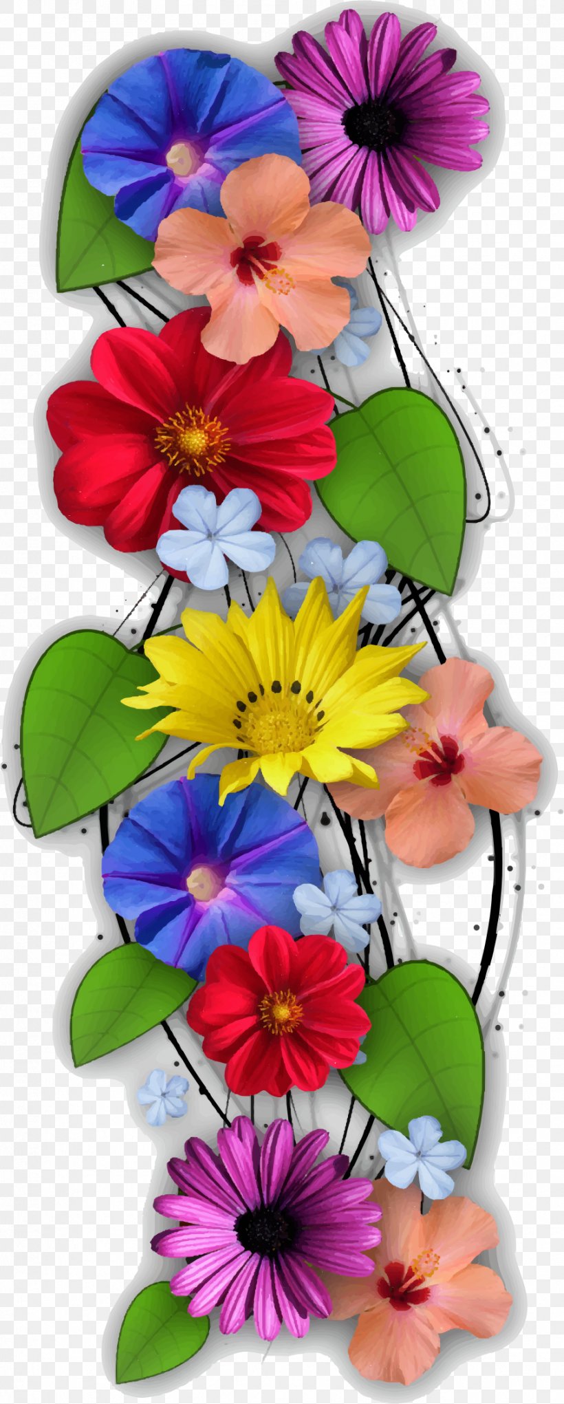 Flower Clip Art, PNG, 906x2256px, Flower, Annual Plant, Art, Butterfly, Cut Flowers Download Free