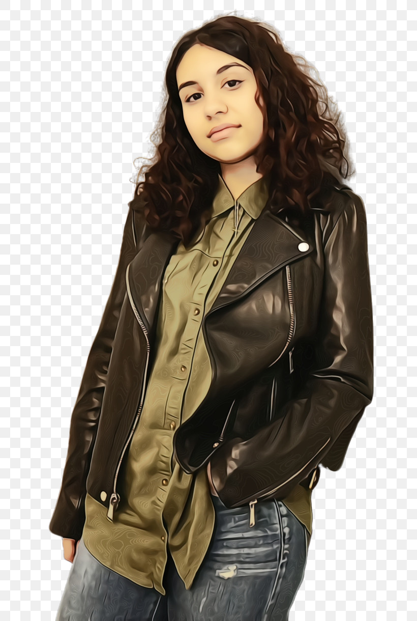 Alessia Cara Empire Polo Club Leather Jacket Coachella Valley Music And Arts Festival Singer, PNG, 1640x2440px, Watercolor, Alessia Cara, Beige, Blazer, Brown Download Free