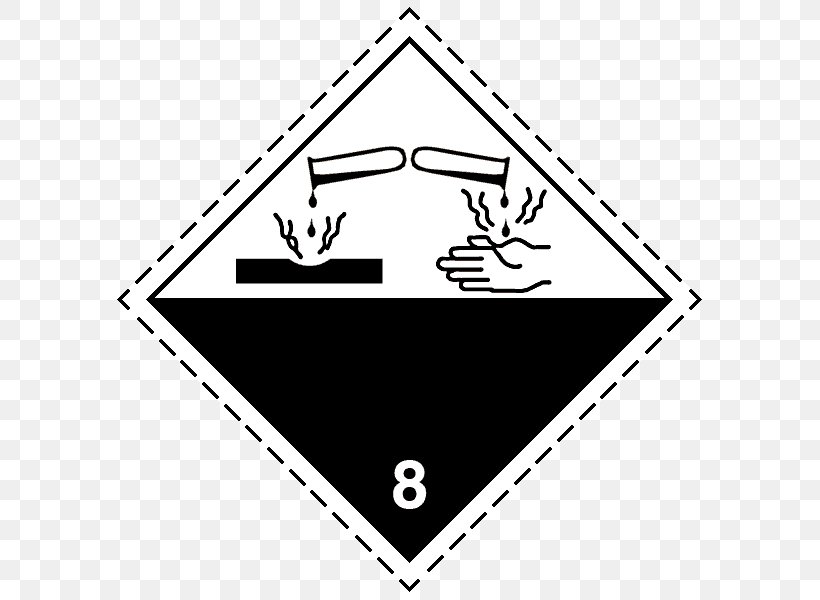 HAZMAT Class 8 Corrosive Substances Dangerous Goods HAZMAT Class 9 Miscellaneous Label, PNG, 600x600px, Hazmat Class 8 Corrosive Substances, Adr, Adr Dangerous Goods Classification, Area, Black And White Download Free