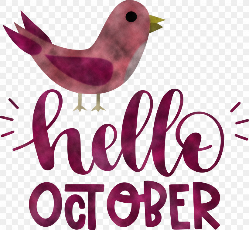 Hello October October, PNG, 3000x2773px, Hello October, Beak, Biology, Birds, Flower Download Free