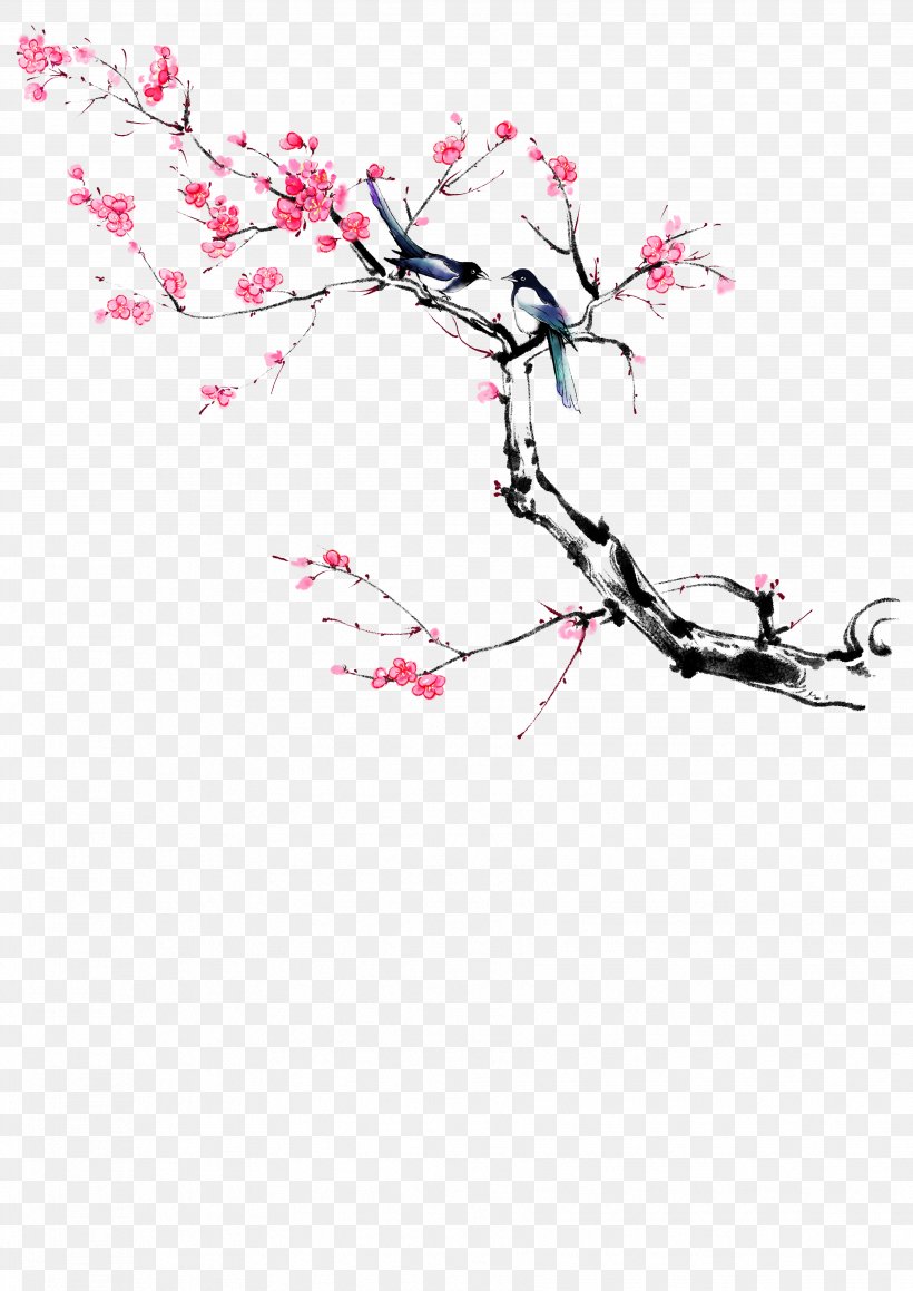 Plum Blossom Ink, PNG, 3508x4961px, Plum Blossom, Art, Bamboo, Blossom, Branch Download Free