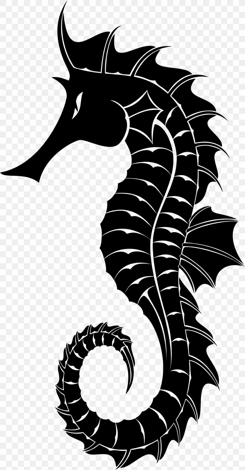 Silhouette Great Seahorse Clip Art, PNG, 1180x2262px, Great Seahorse, Art, Black And White, Illustration, Monochrome Download Free
