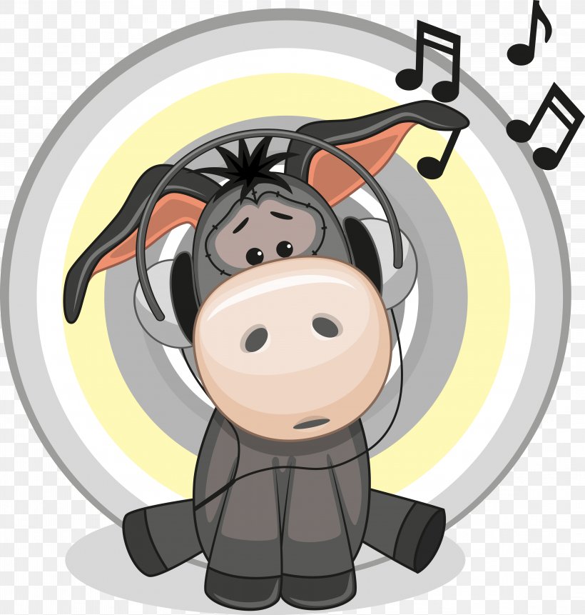 Headphones Donkey Illustration, PNG, 4573x4805px, Watercolor, Cartoon, Flower, Frame, Heart Download Free