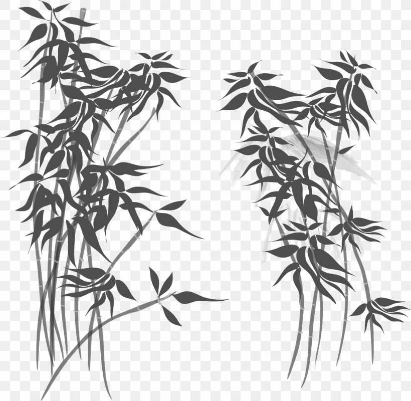 Ink Wash Painting Bamboo, PNG, 1110x1084px, Ink, Bamboo, Bamboo Painting, Black And White, Branch Download Free