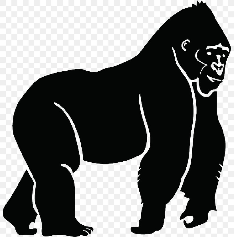 Gorilla Vector Graphics Clip Art Illustration, PNG, 800x832px, Gorilla, Animal Figure, Ape, Blackandwhite, Carnivore Download Free