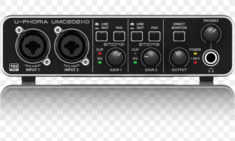 Microphone Behringer U-Phoria UM2 Sound Cards & Audio Adapters Preamplifier, PNG, 1280x768px, Microphone, Audio, Audio Equipment, Audio Receiver, Audiophile Download Free