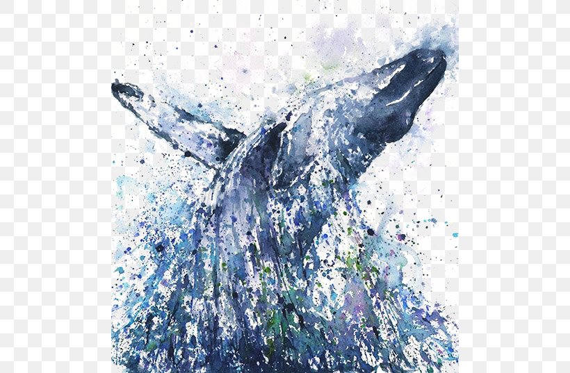 Watercolor Painting Humpback Whale Killer Whale, PNG, 500x537px, Painting, Art, Art Exhibition, Blue Whale, Drawing Download Free