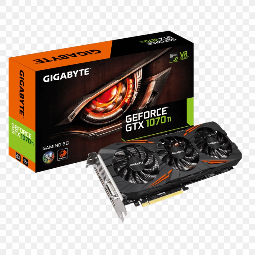 Graphics Cards & Video Adapters Gigabyte Nvidia Geforce Gtx 1070 Ti Gaming 8g GDDR5 SDRAM, PNG, 900x900px, Graphics Cards Video Adapters, Chipset, Computer, Computer Component, Computer Cooling Download Free
