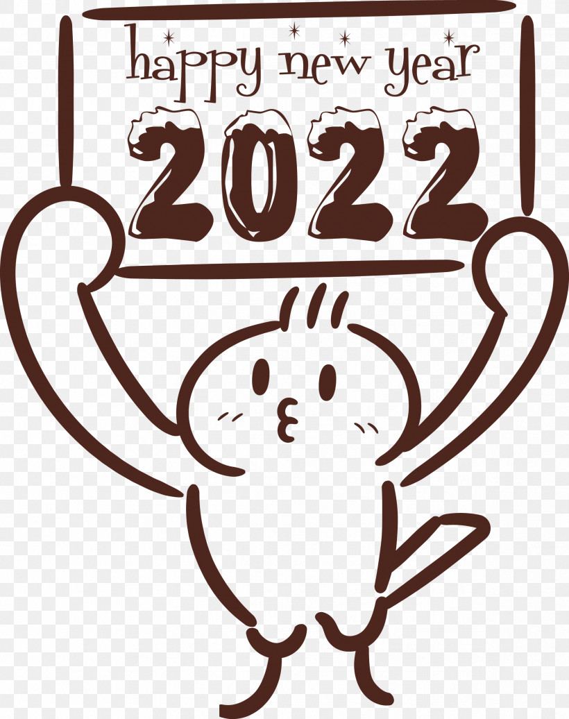 2022 Happy New Year 2022 New Year Happy New Year, PNG, 2374x3000px, Happy New Year, Behavior, Black And White, Cartoon, Happiness Download Free