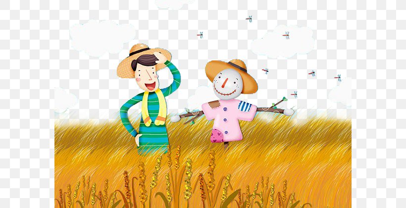 Cartoon Farmer Paddy Field Oryza Sativa Illustration, PNG, 600x420px, Cartoon, Agriculture, Art, Commodity, Crop Download Free