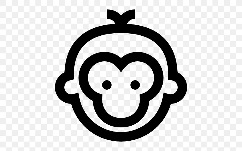 Monkey Common Chimpanzee Clip Art, PNG, 512x512px, Monkey, Area, Black And White, Common Chimpanzee, Computer Font Download Free