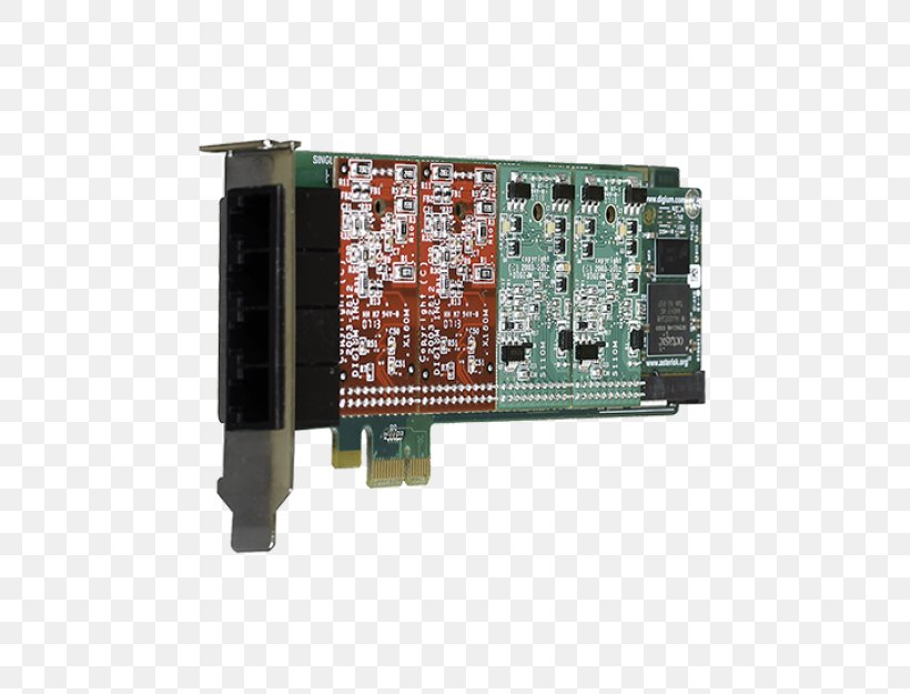 Digium PCI Express Asterisk Foreign Exchange Service Conventional PCI, PNG, 500x625px, Digium, Analog Signal, Asterisk, Computer Component, Computer Hardware Download Free