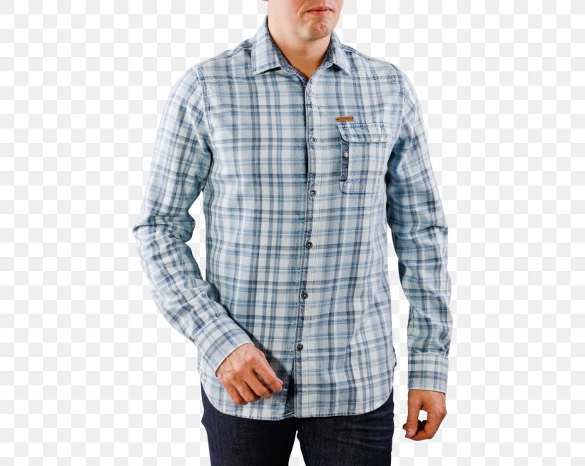 Dress Shirt Tartan Denim, PNG, 490x653px, Dress Shirt, Blue, Button, Denim, Jeans Download Free