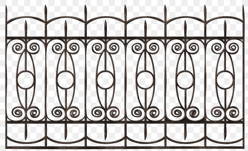 Fence Wrought Iron Gate Chain-link Fencing, PNG, 2854x1742px, Fence, Aluminum Fencing, Auto Part, Black And White, Chainlink Fencing Download Free