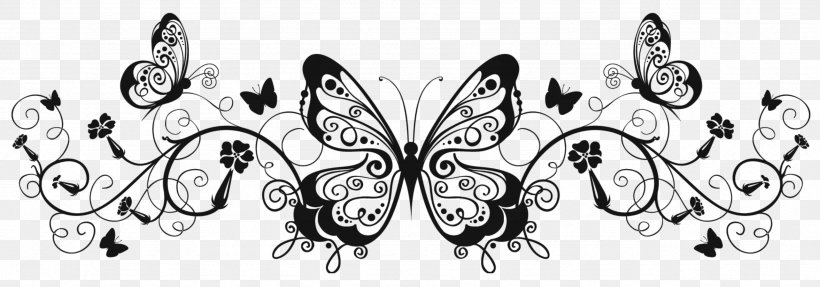 Butterfly Black And White Clip Art, PNG, 2566x900px, Butterfly, Art