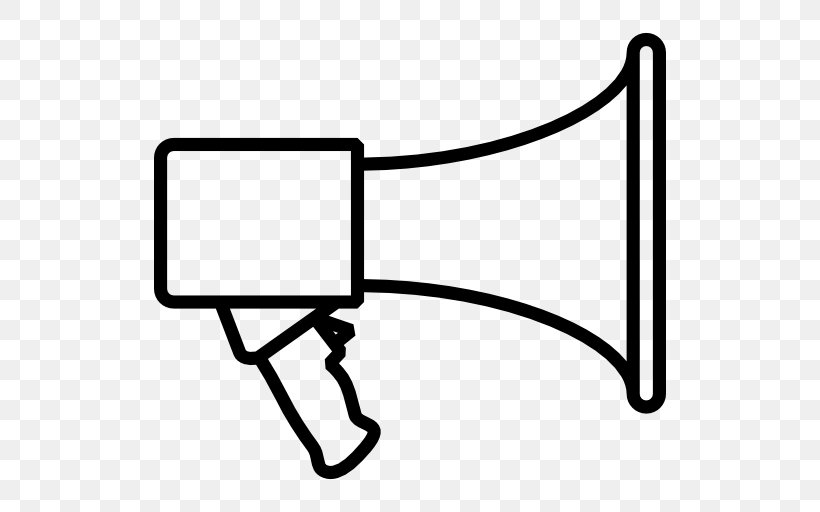 Megaphone Clip Art, PNG, 512x512px, Megaphone, Area, Black, Black And White, Computer Monitor Accessory Download Free