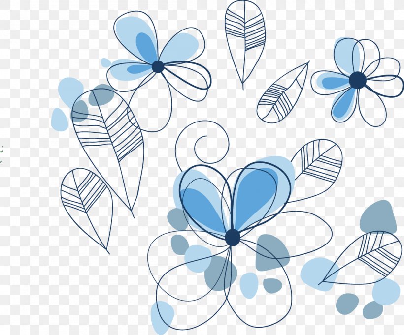 Vector Blue Line Drawing Flowers, PNG, 1151x956px, Drawing, Art, Blue, Butterfly, Clip Art Download Free