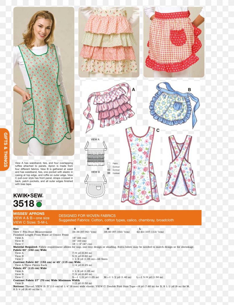 Sewing Apron Kwik-Sew Pattern Co., Inc. Pattern, PNG, 1350x1763px, Sewing, Apron, Clothing, Kwiksew Pattern Co Inc, Top Download Free